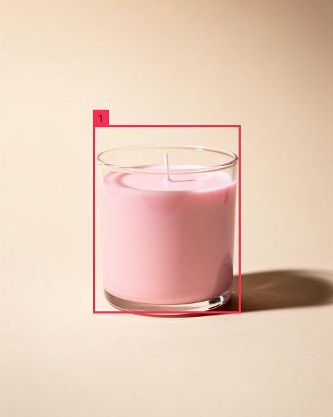 The same picture with one marked place, drawn by the product as box 1, which the prompt calls @candle